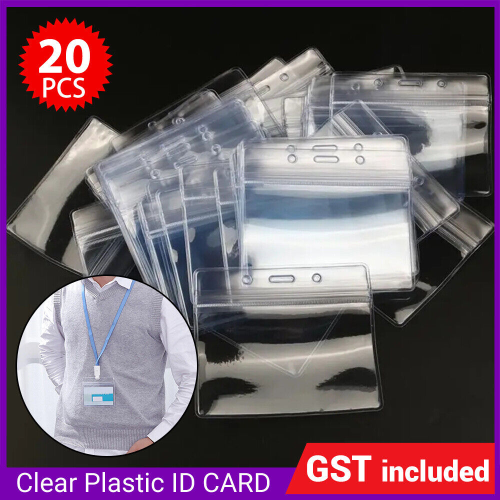 20pcs Plastic Clear ID Card Holder Badge Lanyard Work Business Pouch Security