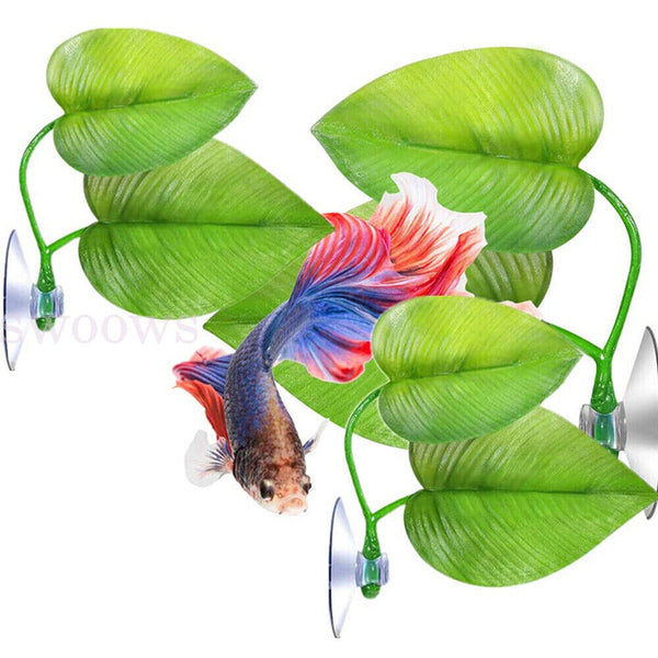 Artificial Plant Leaf Betta Hammock Fish Rest Bed Tropical Aquarium Decor