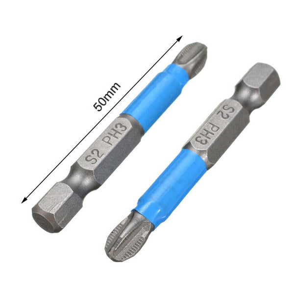 10pcs Anti Slip Electric Hex Shank Magnetic 50mm PH2 Cross Screwdriver Bit TM