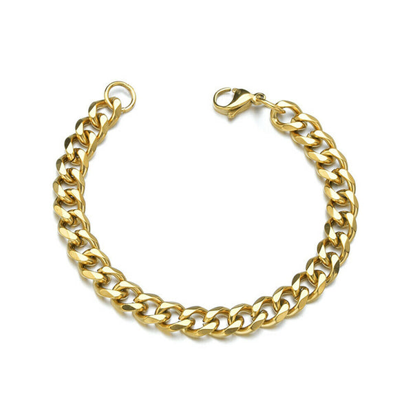 Men's Chain Bracelet Stainless Steel Curb Cuban Link Chain Bangle 7mm 11mm