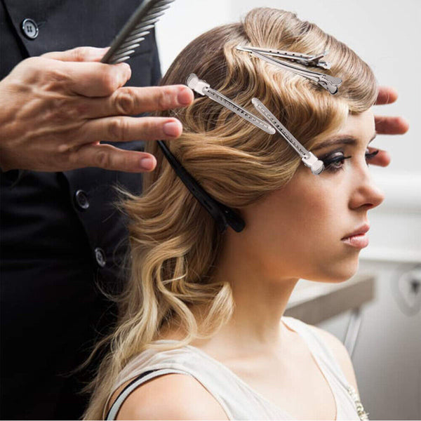 12 pcs Duck Bill Hair Clips Metal Alligator Curl Sectioning Clips with Holes AU