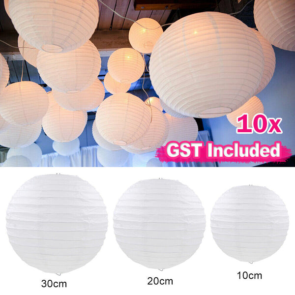 10pcs 10/20/30cm Large White Paper Lantern lanterns Party Wedding Banquet Dec