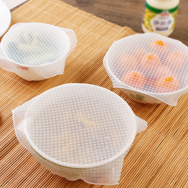 12X SilStretch Reusable Silicone Bowl Wraps Food Saver Cover Seal Lids