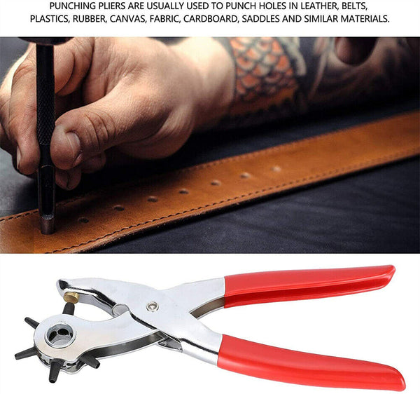 Leather Belt Eyelet Hole Punch Plier Puncher Craft Hand Tool 2mm-4.5mm Revolving