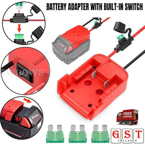 Battery Adapter Base With Fuse Built-in Switch For 18V To Dock Holder 12Awg