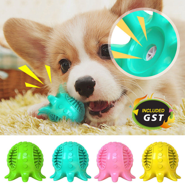 UP 4PCS Squeaky Dog Tooth Cleaning Chew Ball Durable Rubber Tough Toys For Dogs