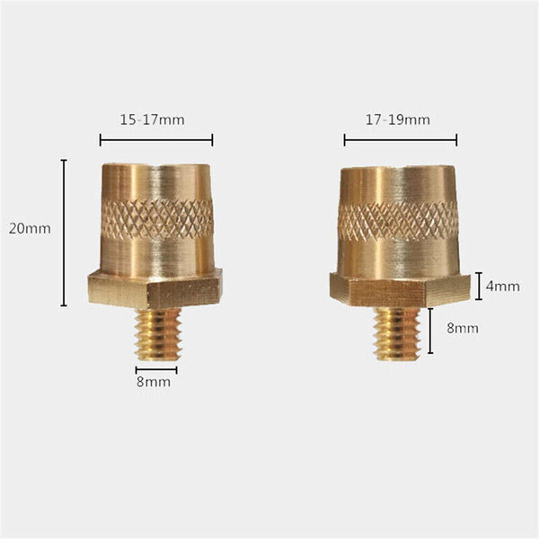 2pcs M8 Battery Terminal Connector Brass Tone Post Adapter/Stud Screws Nuts AU