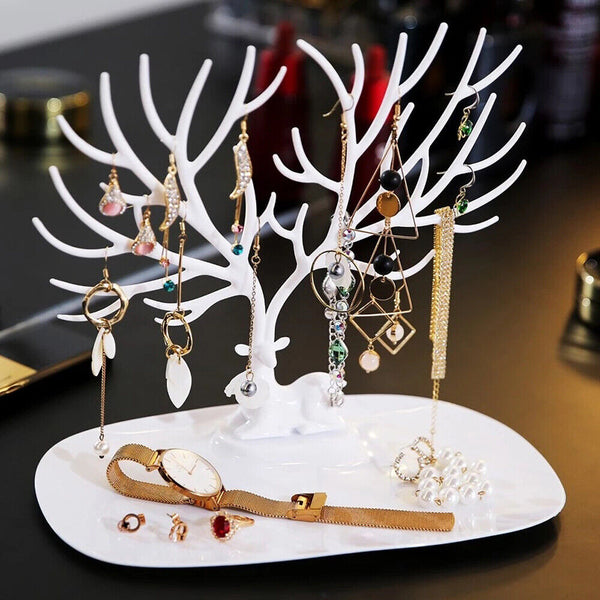 Necklace Ring Earring Deer Tree Stand Holder Show Rack Jewelry Display Organizer