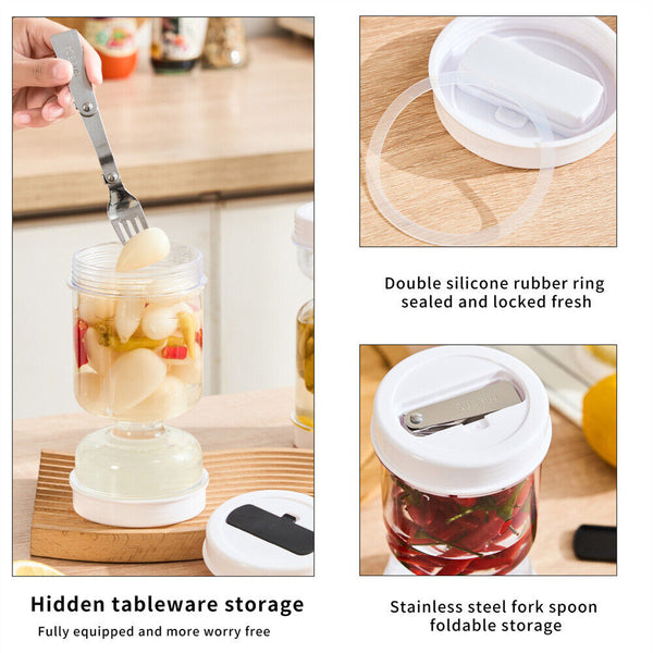 Pickle Jar Hourglass Can Dry Wet Separation Flip Airtight Food Storage Container