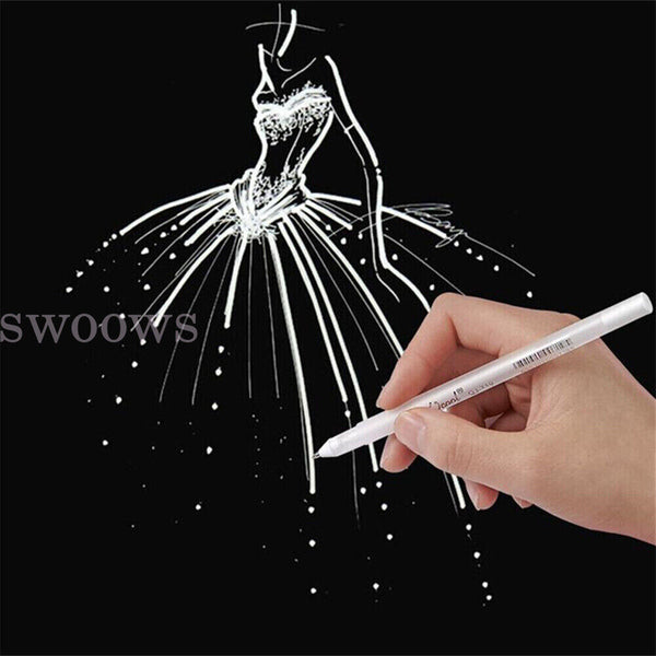 3Pcs White Gel Ink Marker Pen Drawing Art Fine Tip Sketching Painting Tool 0.8mm