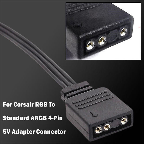 4 Pin RGB to Standard ARGB 5V 3 Pin Connector w/ C GX Adapter For Corsair FAST