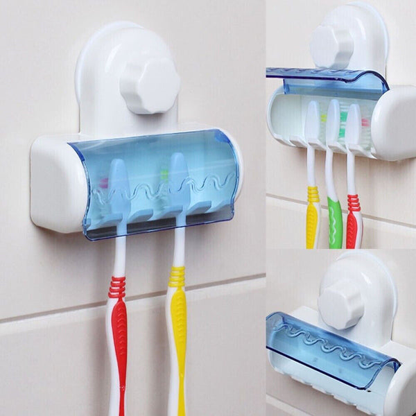 Toothbrush Holder Wall Mount Stand Tooth brush Holder Hooks Suction Cup Bathroom