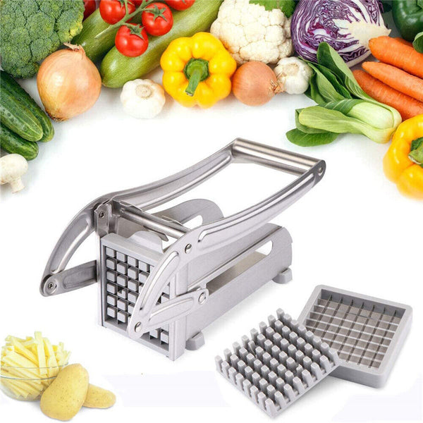 Stainless French Fries Slicer Potato Chip Cutter Chipper Chopper Maker +2 Blades