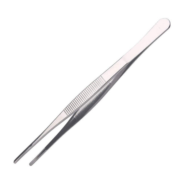 NEW Silver Stainless Steel Long Food Tongs Straight Tweezers Kitchen Tool