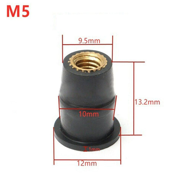 10pcs M5 Rubber Well Nut Blind Fastener Windscreen Windshield Fairing Cowl 5mm