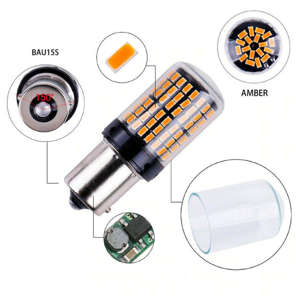 1-10x Amber LED BA15S 1156 Turn Signal Indicator Light Bulb Blinker 150° Globe