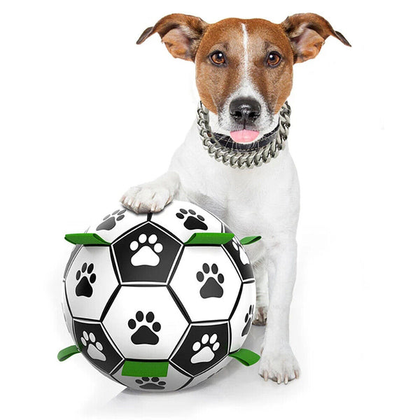 Dog Ball Interactive Soccer Toy Pet Football with Grab Tabs Tug Water Outdoor AU