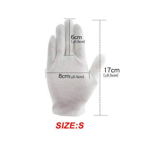 6 Pairs Hands Soft Cotton Costume Jewellery White Gloves Work Protector Handling