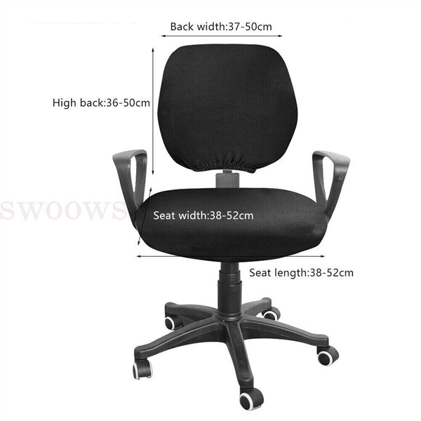 Set Spandex Stretch Computer Chair Cover Home Office Chairs Seat Case (Black)