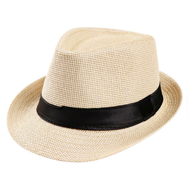 Unisex Men Women FOR Fedora Trilby Wide Brim Straw Cap Beach Sun Gentleman Hat