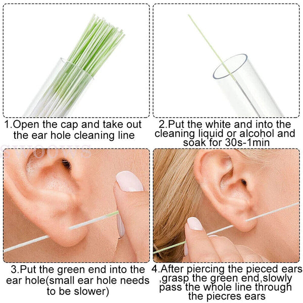 Earrings Hole Cleaner Piercing Cleaning Line Ear Care Kit Ear Piercing Cleaner