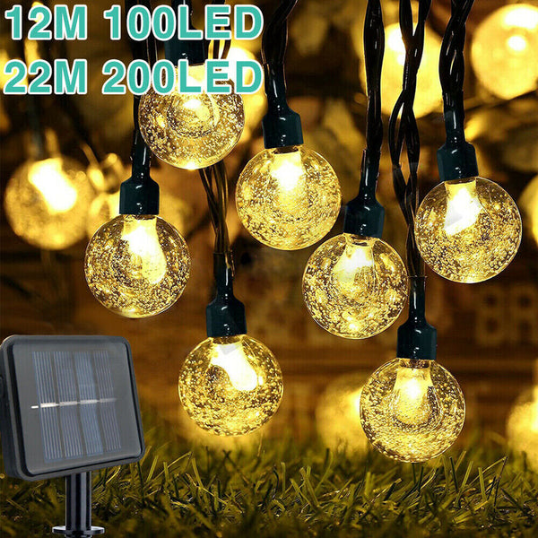 100/200LED Solar Globe String Lights Fairy Festoon Outdoor Garden Party Decor AU