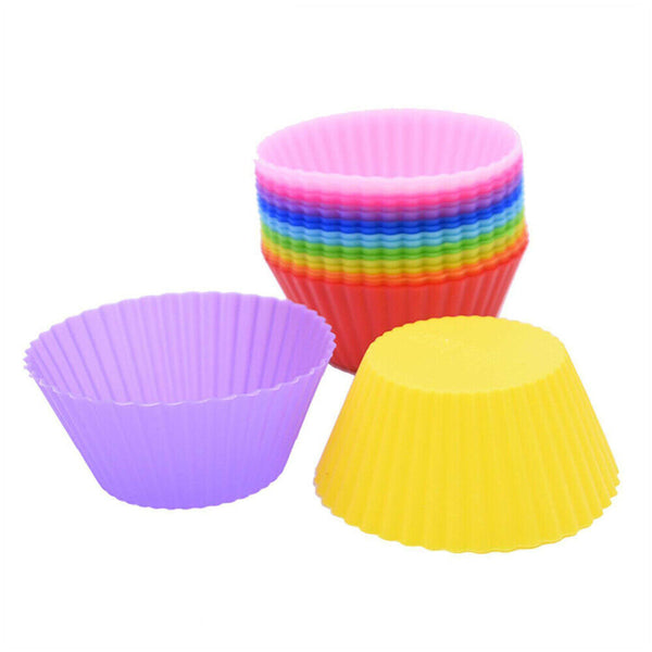 24-72PCS Round Muffin Cake Mould Cup Cake Silicone Baking Case Bake Molds