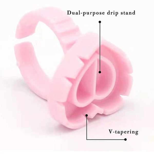 100-500PCS Heart Eyelash Extension Glue Ring Holder Eyelash Disposable Glue Cup