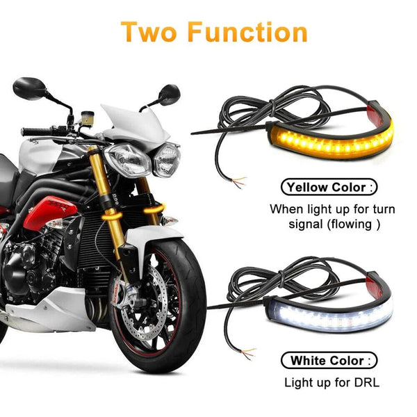 6X LED Motorcycle Fork Turn Signal Indicator Blinker Amber Light Strip Motorbike