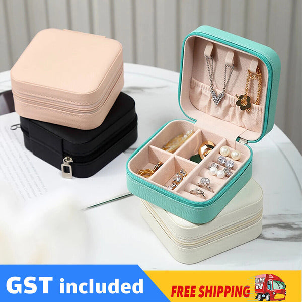 Portable Travel Jewellery Box Organizer Leather Ornaments Jewelry Case Storage