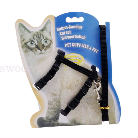 Pet Kitten Cat Walking Harness Lead Nylon Leash Safety Clip Adjustable Collar