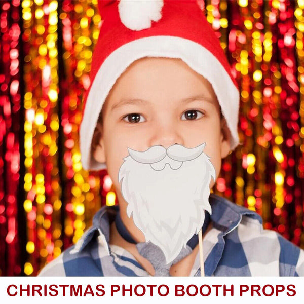 Christmas Photo Booth Props Selfie Props Accessories Santa Christmas Party 32pcs