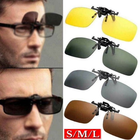 Clip On Flip Up Polarized Sunglasses Lens UV Driving Eyewear Spectacle Extension