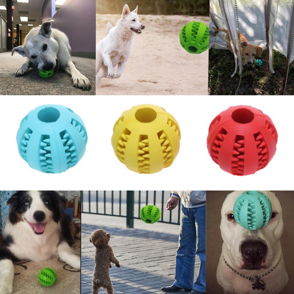 5/7cm Dog Chew Ball Toy Rubber DentalClean Teeth HealthyTreat Gum Bite Puppy Pet