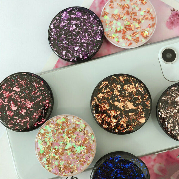 Universal Glitter Pop Up Socket Mount Grip Stand Mobile Phone Ring Holder