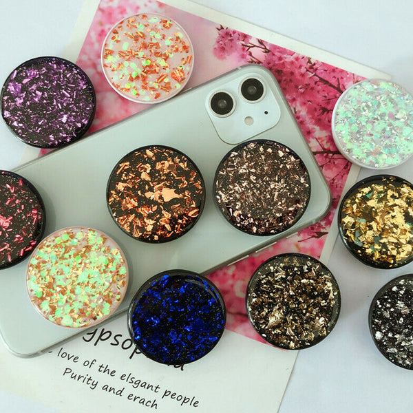 Universal Glitter Pop Up Socket Mount Grip Stand Mobile Phone Ring Holder