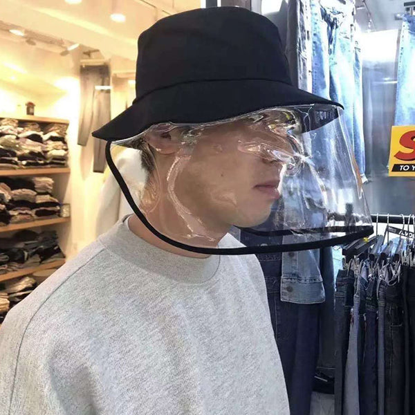 Bucket Hat Fisherman Sun Cap +Face Protective Cover Anti-Saliva Splash Dustproof