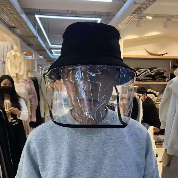 Bucket Hat Fisherman Sun Cap +Face Protective Cover Anti-Saliva Splash Dustproof
