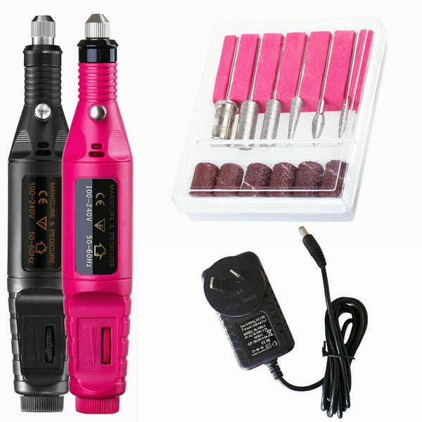 Electric Nail Drill Bits File Machine Acrylic Art Manicure Pen Shaper Tool Set