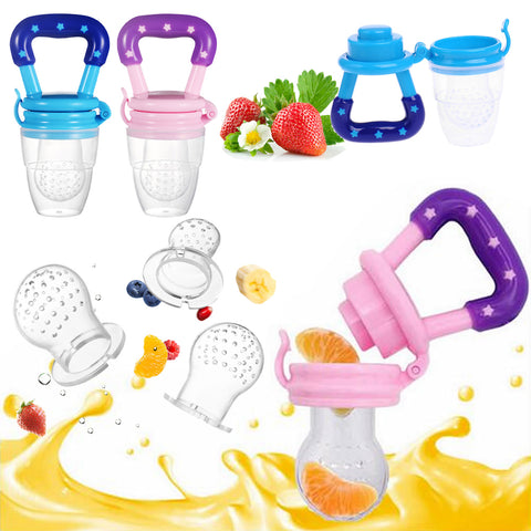 2pcs Newborn Baby Food Fruit Nipple Feeder Pacifier Safety Silicone Feeding Tool L Size Pink