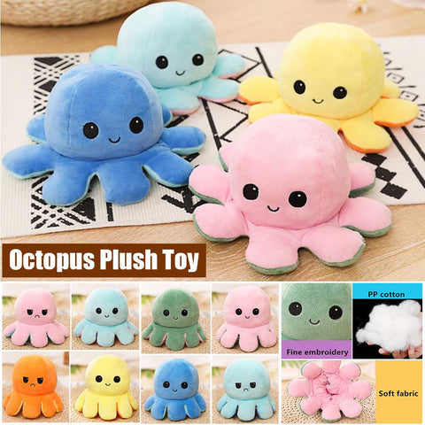 Funny Double-Sided Flip Reversible Octopus Cute Plush Toys Animals Doll Gift