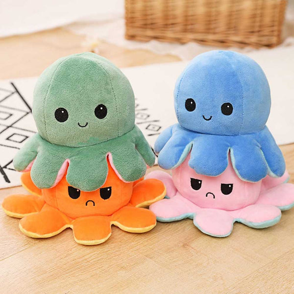 Funny Double-Sided Flip Reversible Octopus Cute Plush Toys Animals Doll Gift