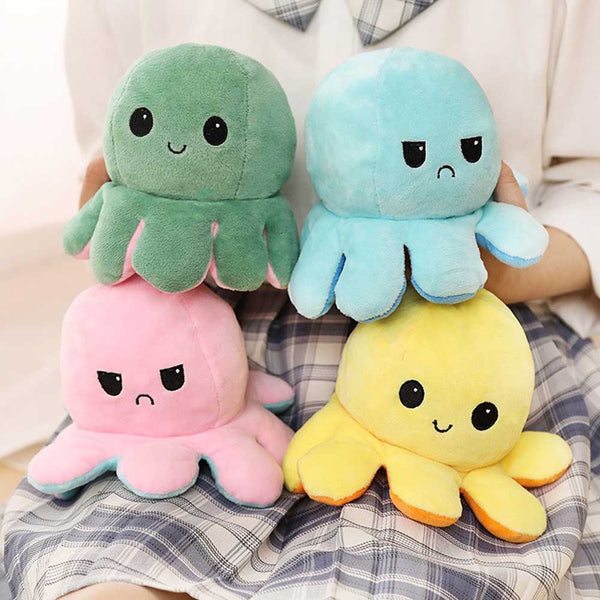 Funny Double-Sided Flip Reversible Octopus Cute Plush Toys Animals Doll Gift