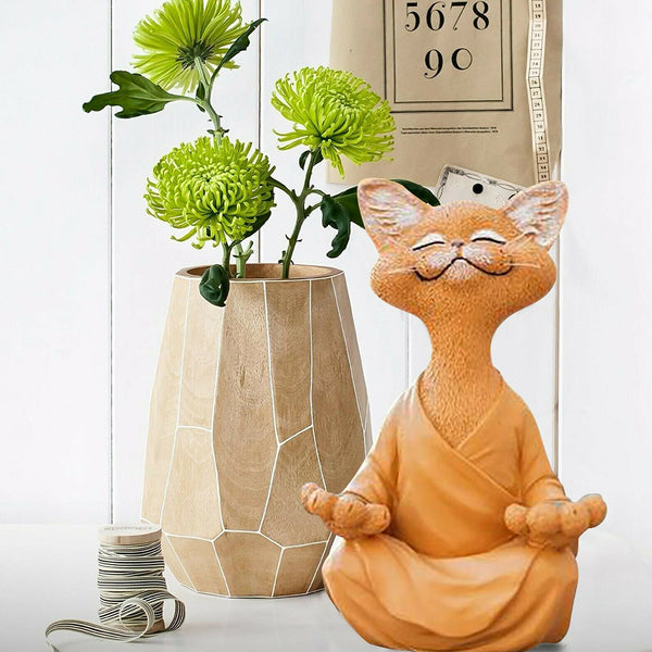 Buddha Cat Figurine Meditation Yoga Collectible Happy Cat Decor Ornaments 12.5cm