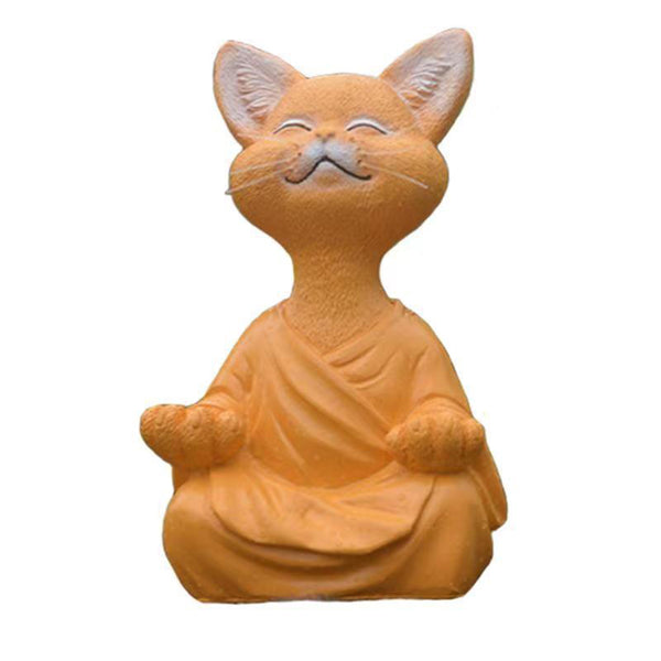 Buddha Cat Figurine Meditation Yoga Collectible Happy Cat Decor Ornaments 12.5cm